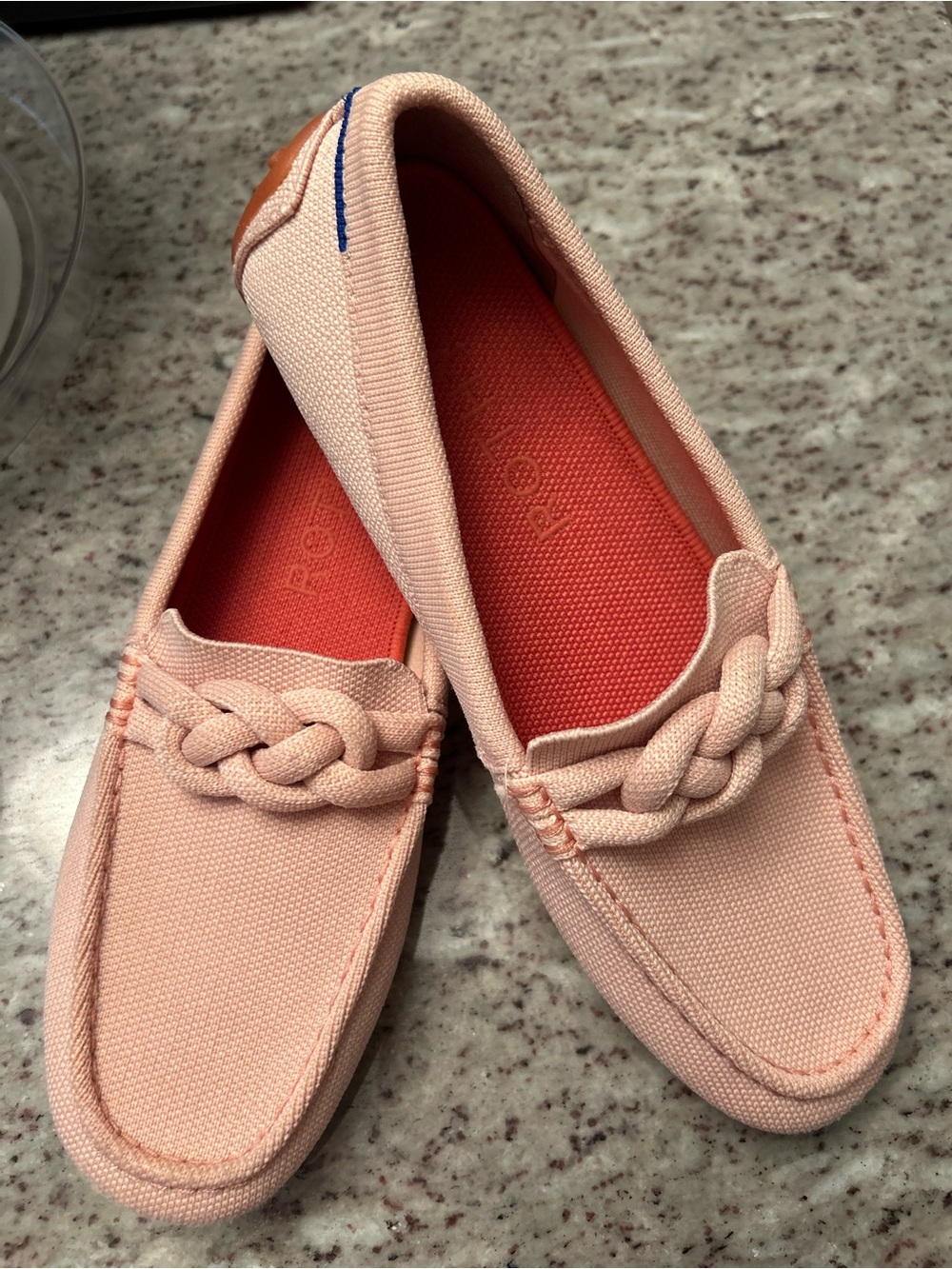 Rothy's Blush Pink Braided Canvas Driver Slip-On Loafers size 9.5